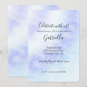 Purple White Aqua Blue Tie dye   Invitation