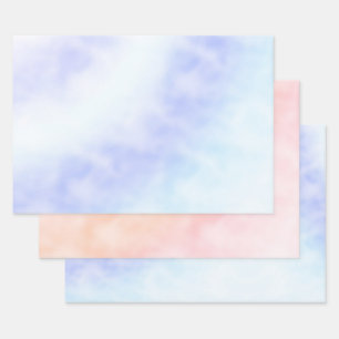 Purple White Aqua Blue Tie dye     Wrapping Paper Sheet