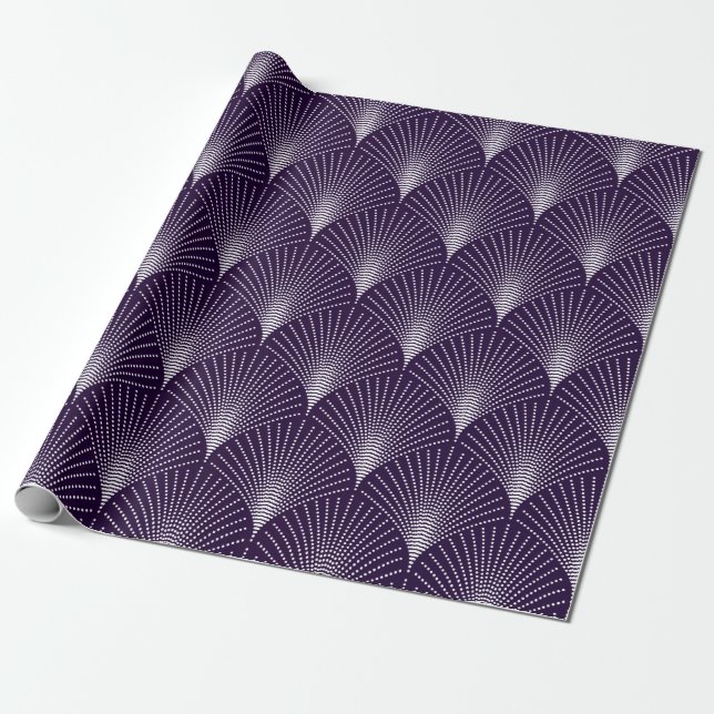 Purple & white art-deco seamless pattern 2 wrapping paper (Unrolled)