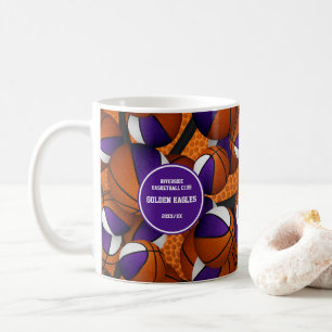 purple white basketball team colours coach name coffee mug