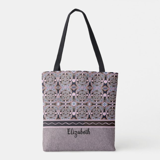 Purple, White & Black Etheric Lights Tote Bag (Back)