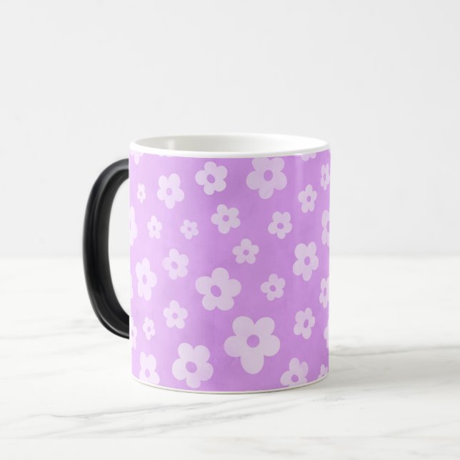 Purple, white & black flowered coffee & tea mug (Front Left)