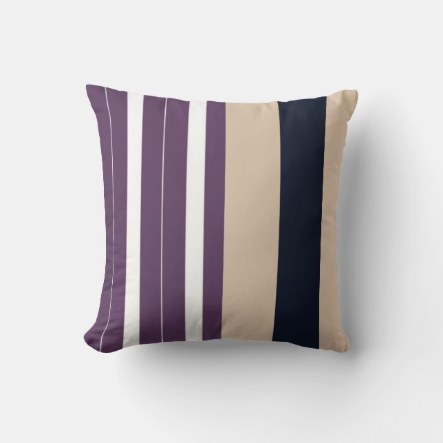 Purple/White/Black/Tan Reversible Pillow (Front)