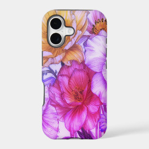 Purple + White Blooming Flowers On An iPhone