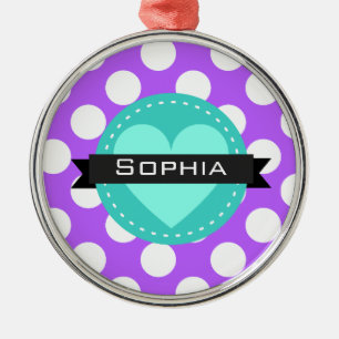 Purple White Blue Polka Dot Pattern Metal Tree Decoration