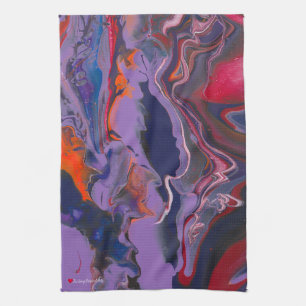 Purple White Blue Red Orange Abstract Tea Towel