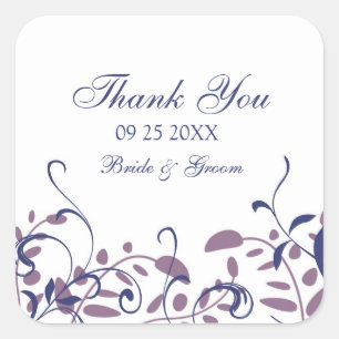 Purple White Blue Thank You Wedding Favour Tags