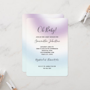 Purple White Blue Tie dye Baby Shower Invitation