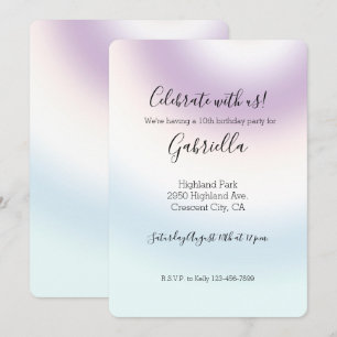 Purple White Blue Tie dye Birthday    Invitation