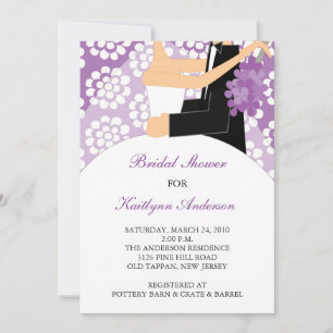 Purple & White Bride Bridal Shower Invitation