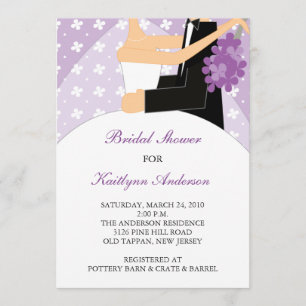 Purple & White Bride Bridal Shower Invitation