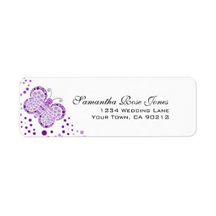 Purple White Butterfly Pointillism Custom Address