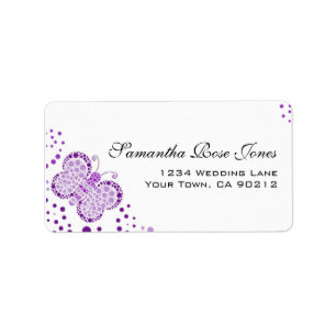 Purple White Butterfly Pointillism Custom Address Label