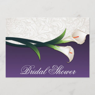Purple White Calla Lily Bridal Shower Invitations