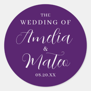 Purple White Calligraphy Wedding Envelope Seal