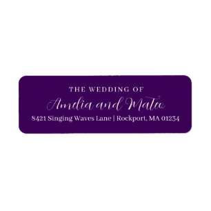 Purple White Calligraphy Wedding Return Address