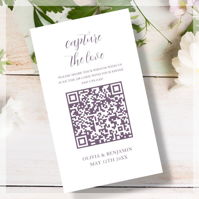 Purple | White Capture The Love QR Code Enclosure Card (Creator Uploaded)