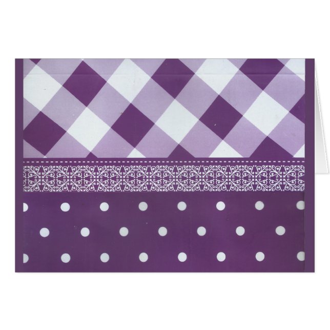 Purple White Checkered Polka Dot Floral Damask Art (Front Horizontal)