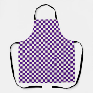 Purple White Chequerboard Gingham Pattern Apron
