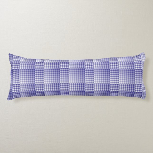 Purple White Chequered Abstract Pattern Body Cushion (Front)