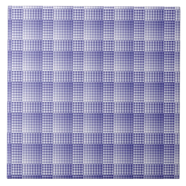 Purple White Chequered Abstract Pattern Tile (Front)