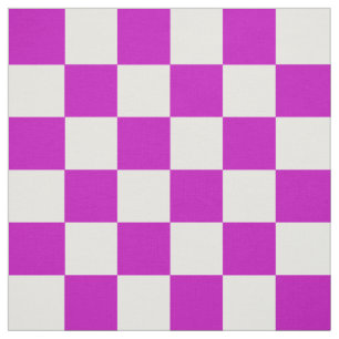 Purple White Chequered Check Pattern Fabric