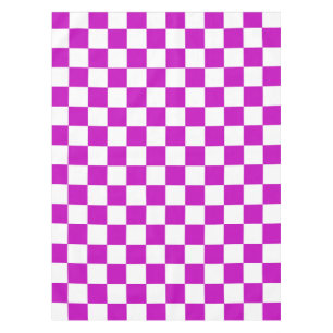 Purple White Chequered Check Pattern Tablecloth