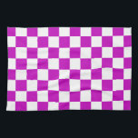 Purple White Chequered Check Pattern Tea Towel<br><div class="desc">Purple and White Check Chequered Geometric Squares Pattern Design</div>