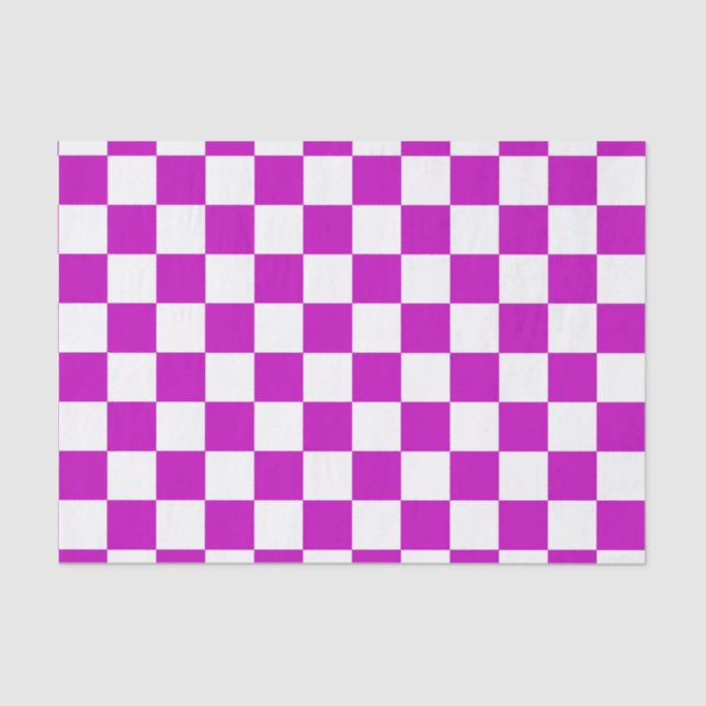 Purple White Chequered Check Pattern Tissue Paper (Front)