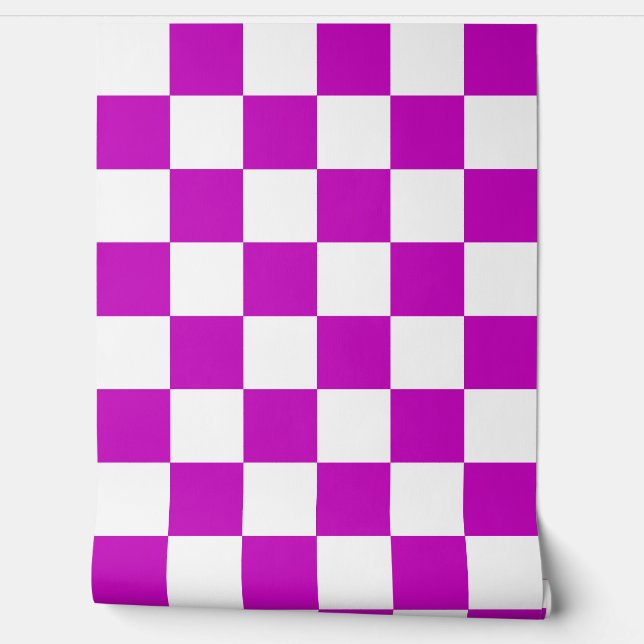 Purple White Chequered Check Wall Decor (Unrolling)