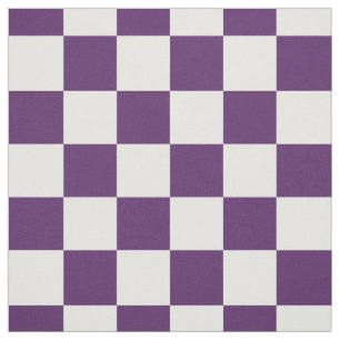 Purple White Chequered Chequerboard Square Pattern Fabric