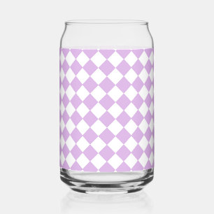Purple White Chequered Diamond Pattern Can Glass