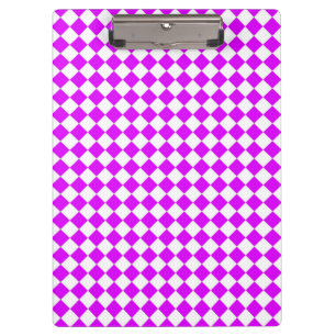Purple White Chequered Diamond Pattern Clipboard
