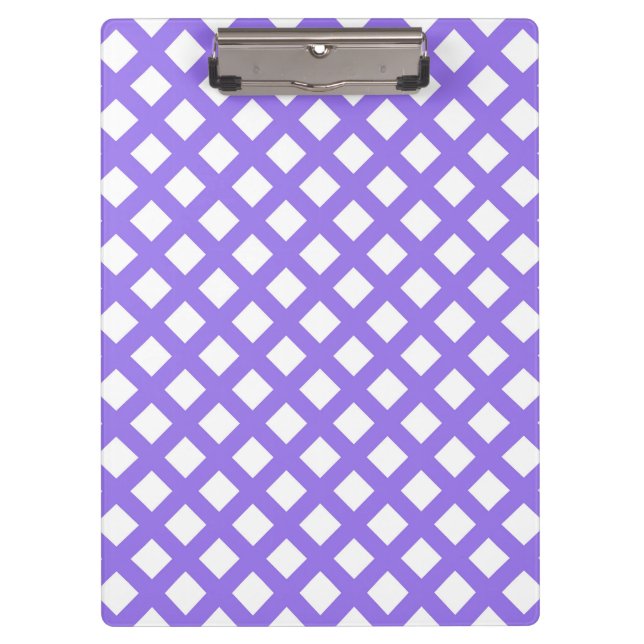 Purple White Chequered Diamond Pattern Clipboard (Front)