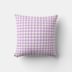 Purple White Chequered Diamond Pattern Cushion