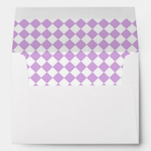 Purple White Chequered Diamond Pattern Envelope