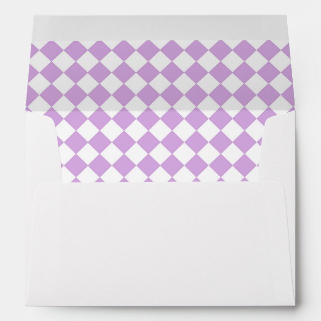 Purple White Chequered Diamond Pattern Envelope (Back (Bottom))