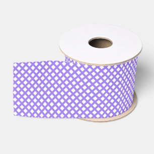 Purple White Chequered Diamond Pattern Grosgrain Ribbon