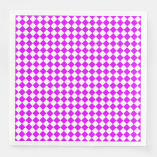 Purple White Chequered Diamond Pattern Napkin