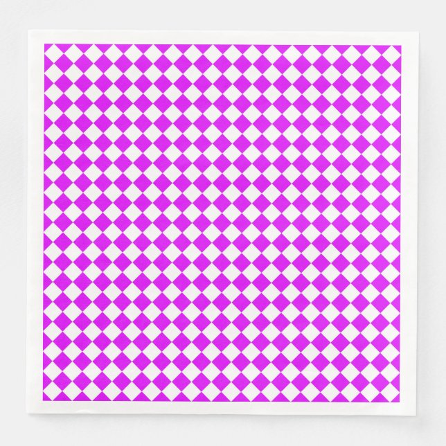 Purple White Chequered Diamond Pattern Napkin (Front)
