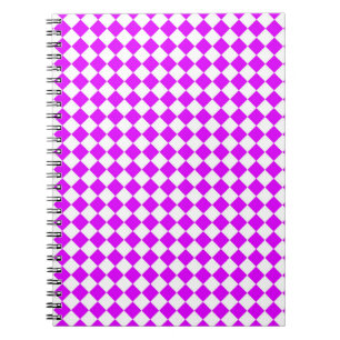 Purple White Chequered Diamond Pattern Notebook