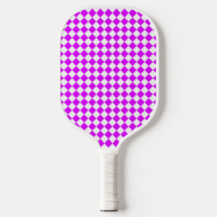 Purple White Chequered Diamond Pattern Pickleball Paddle