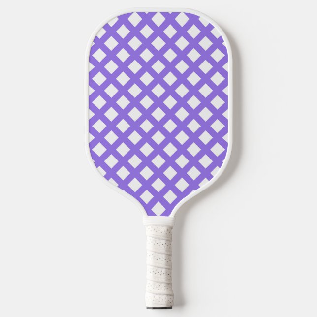 Purple White Chequered Diamond Pattern Pickleball Paddle (Front)