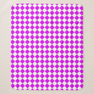 Purple White Chequered Diamond Pattern Sherpa Blanket