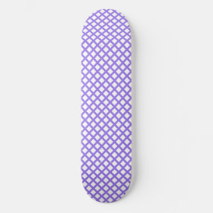 Purple White Chequered Diamond Pattern Skateboard
