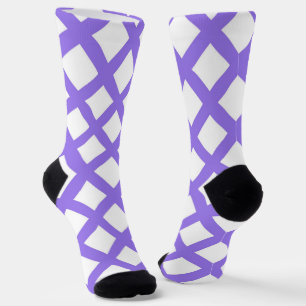 Purple White Chequered Diamond Pattern Socks