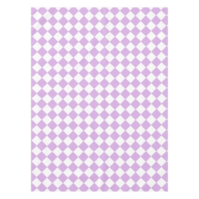 Purple White Chequered Diamond Pattern Tablecloth (Front)