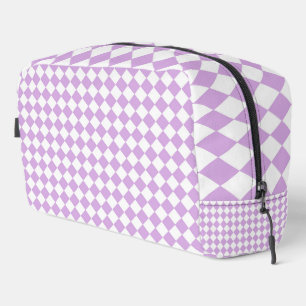 Purple White Chequered Diamond Pattern Toiletry Ba Dopp Kit