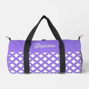 Purple White Chequered Diamond Personalise Small Duffle Bag
