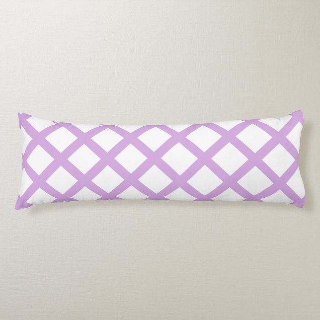 Purple White Chequered Diamond Stripes Pattern Body Cushion (Front)